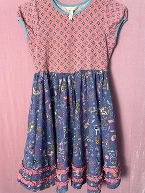 Matilda Jane sz12 pink and blue one piece twirl dress